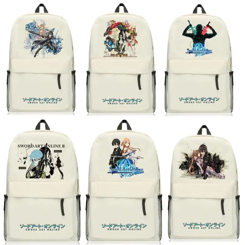 

High-Q Unisex Anime Sword Art Online Backpacks SAO Kirigaya Kazuto Kirito Asuna Preppy Student Casual Backpacks Luggage Bags