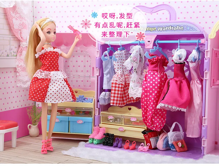Роскошная Подарочная коробка, упаковочный пластик, игрушка для раздевалки, кукольный домик, мебель, гардероб, игровой набор, аксессуары для Барби