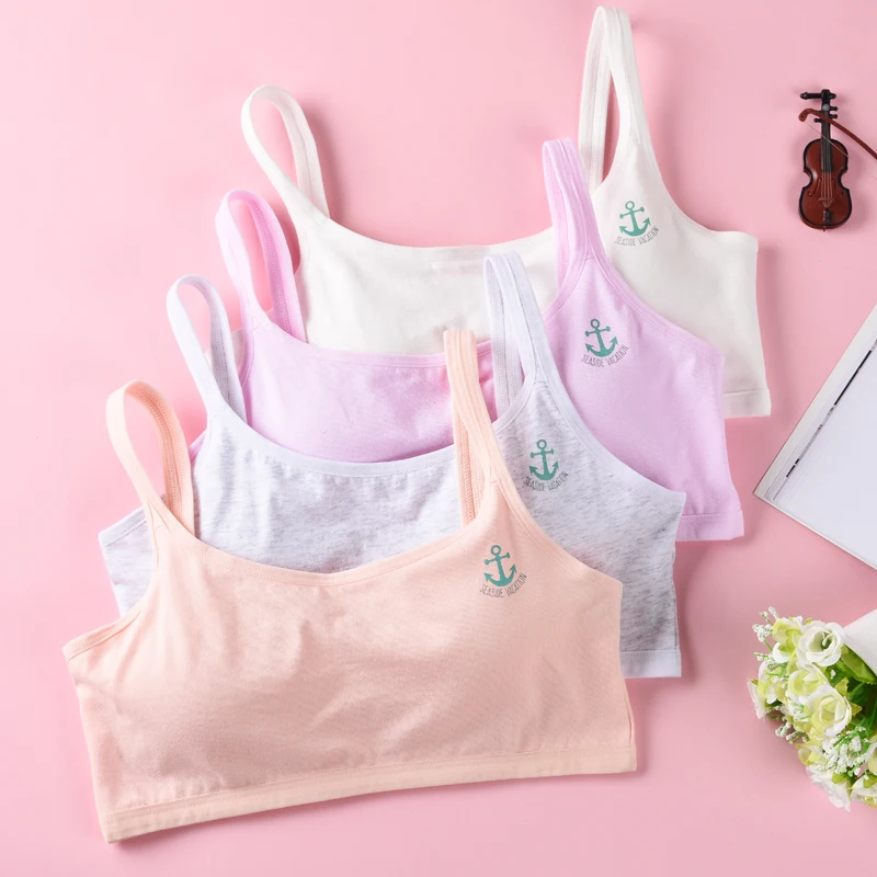 

Gongzhuniuniu Children Cute Sports Cotton Underwear Bras For Teenage Girls With Cup Pad