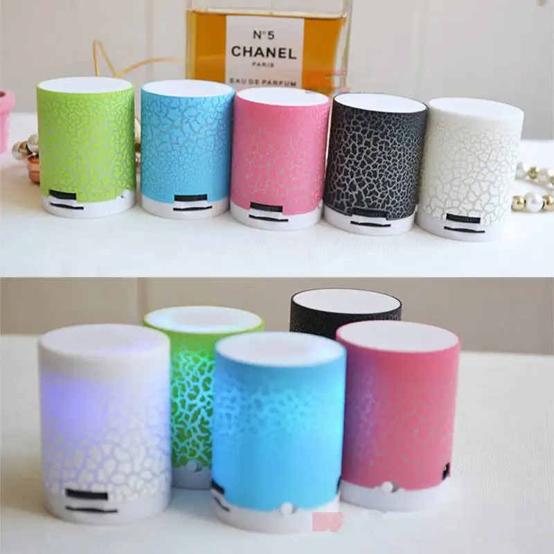 

Mini HD Sound Quality Crack Pattern Mp3 Speaker Support TF Card Colorful Speaker With Led Light Spokesman Loudspeaker