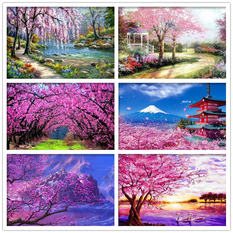 

Landscape diamond embroidery sakura lake swan DIY Diamond Painting Cross Stitch kits Diamond Mosaic bead pattern puzzle picture