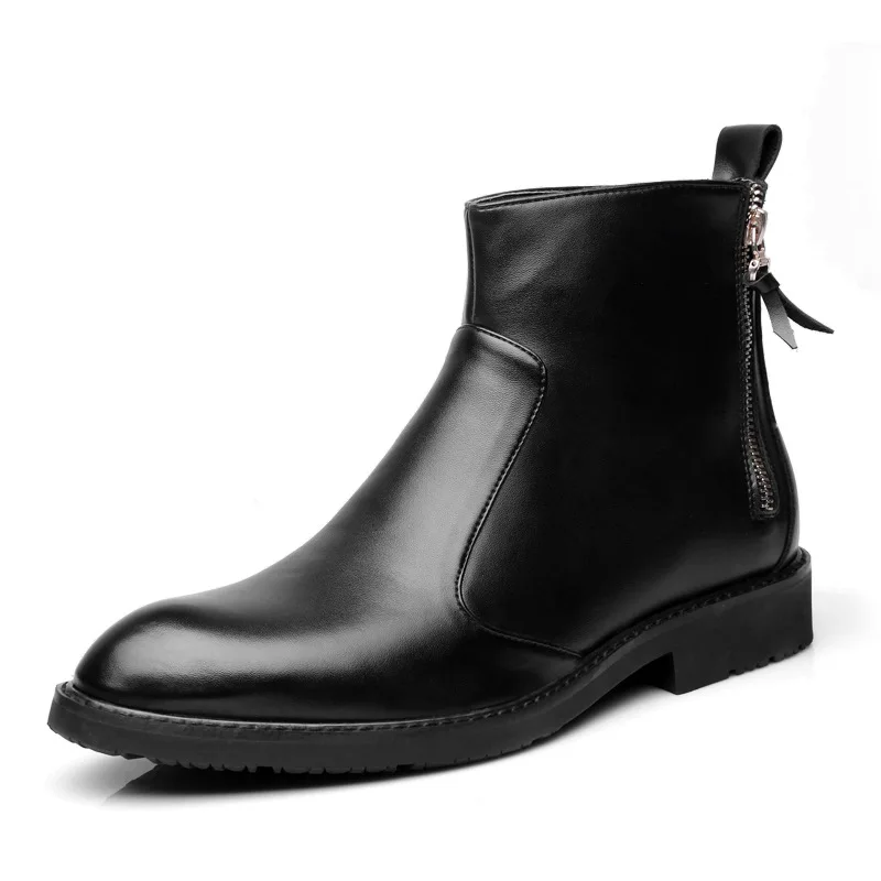 

Fashion Leisure Men Martin Boots Ankle Pointed Toe Winter Punk Motorcycle Boots Low Casual Sewing Lace up Outdoor Shoes