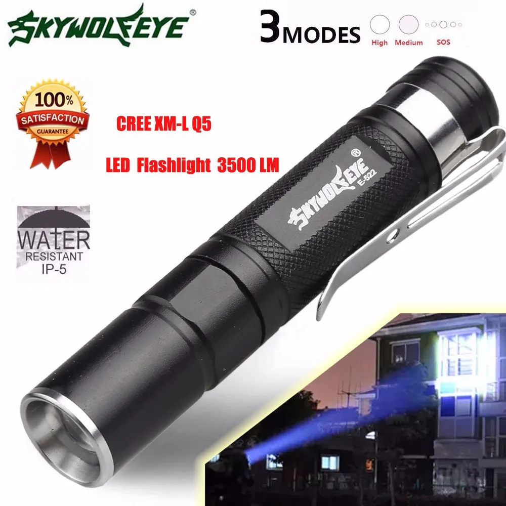 Теплый угол LM Высокое качество Мини 3500LM масштабируемый CREE Q5 светодиодный фонарик