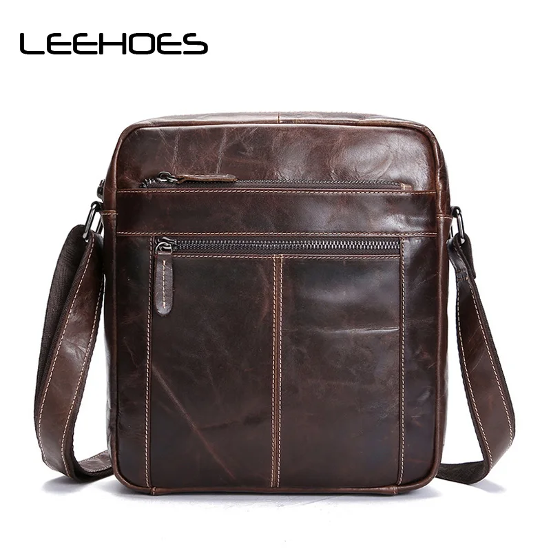 

New 100% Cow Genuine Leather Male Bags Vintage Multi-function Totes Bags Genuine Leather Men Messenger Bags Travel Shoulder Bag