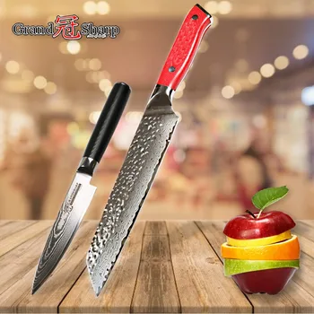 

Knife Set 2-Piece Chef Utility Kitchen Knife Japanese Kiritsuke Damascus vg10 Stainless Steel Butcher Tools G10 Handle Cooking