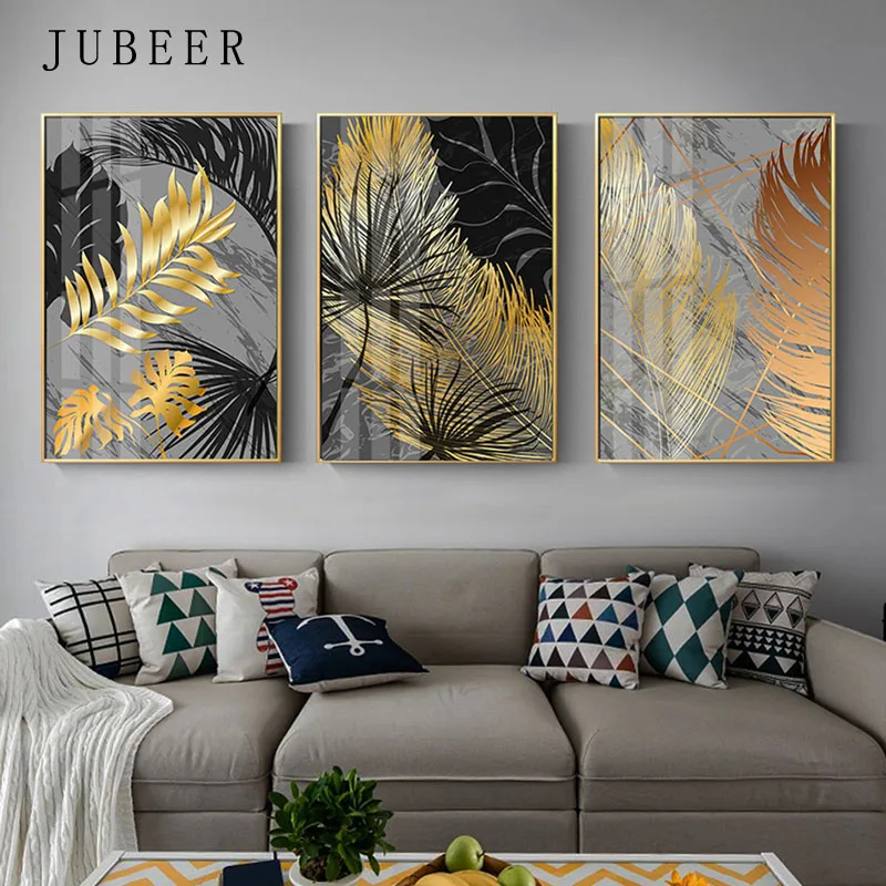 Постер в скандинавском стиле мраморные Золотые листья искусство абстрактная
