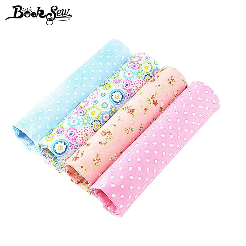 Booksew 100% хлопок Twill Ткань краситель Печатный цветочный лоскутное шитье Tela 4 шт./лот