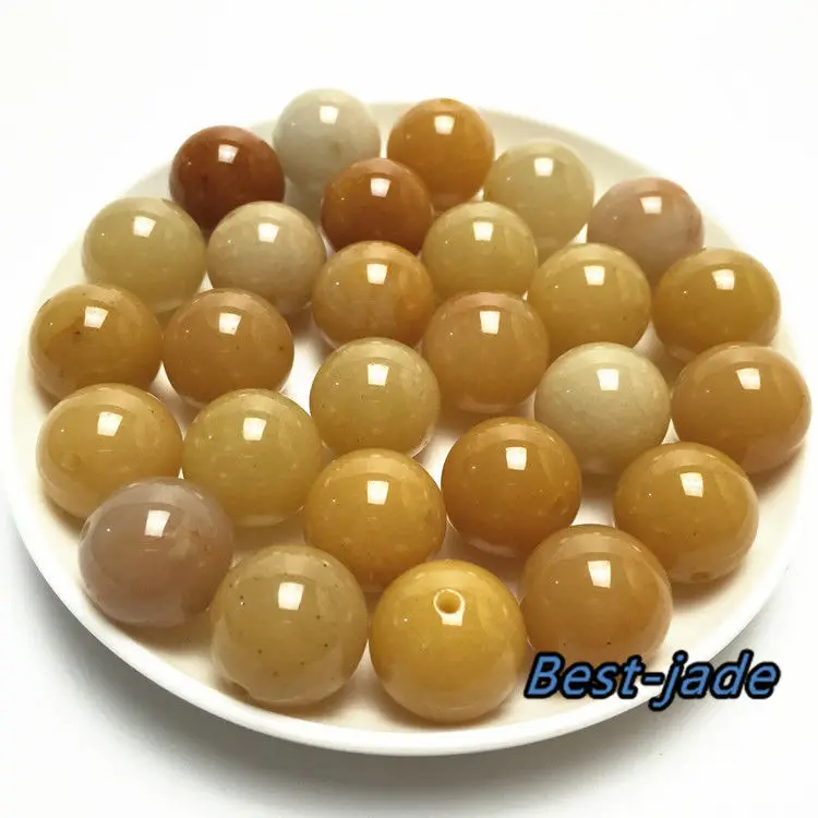 

Huanglong Jade Jadeite Flat Round Beads (Wholesale) Bracelets pulsera 1PC
