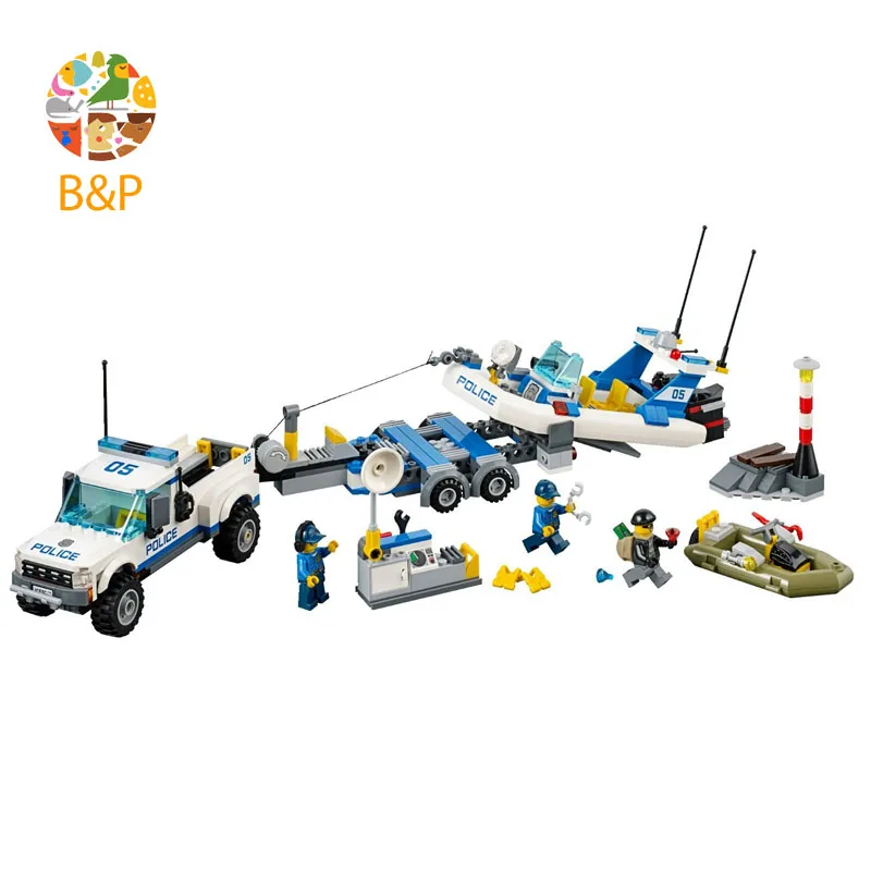 Legoing Police police patrol car patrol boat 60045 409 Building Blcok set Brick compatible 10421 Toys for children Gift