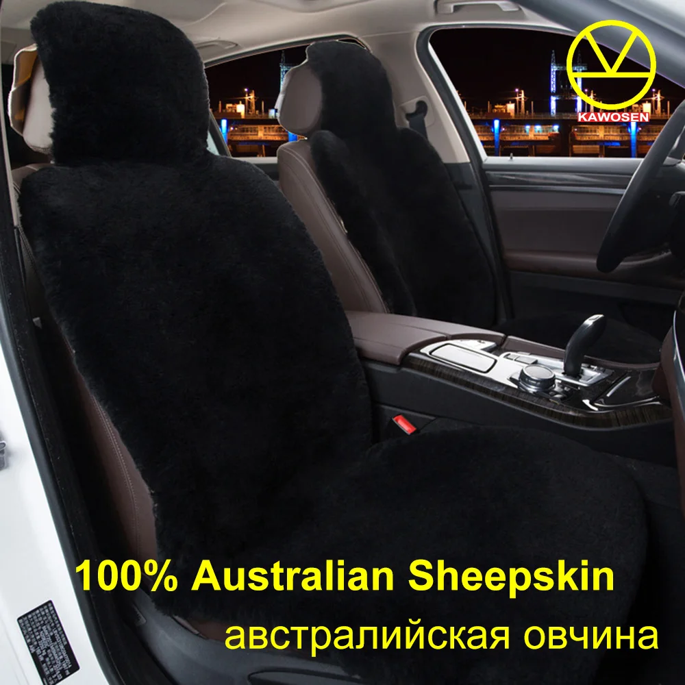 

KAWOSEN Australian Sheepskin Fur Seat Cover,Super Warm Universal Car Seat Cover, 100% Wool Car Seat Covers Auto Cushion WSCP