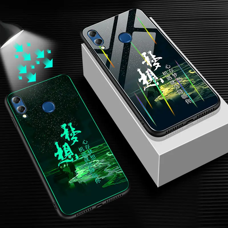 2 Светящийся чехол для телефона для Xiaomi Redmi Note 7, чехол, светящаяся задняя крышка из закаленного стекла для Xiaomi Redmi Note 7 Pro, чехол, силиконовый - Color: 2
