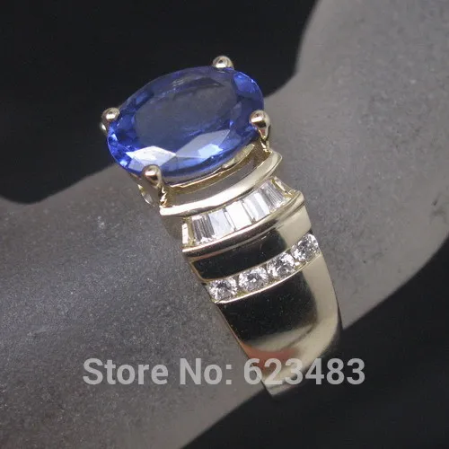

14kt SOLID YELLOW GOLD STUNNING VIOLET BLUE TANZANITE ENGAGEMENT . RING