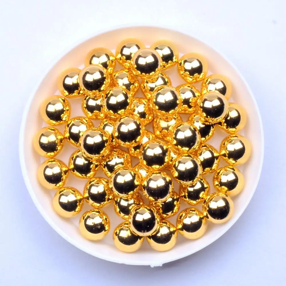 

Round Beads Metallic Color 4mm 5mm 6mm 8mm 10mm No Hole Imitation Resin Pearls DIY Crafts Decoration
