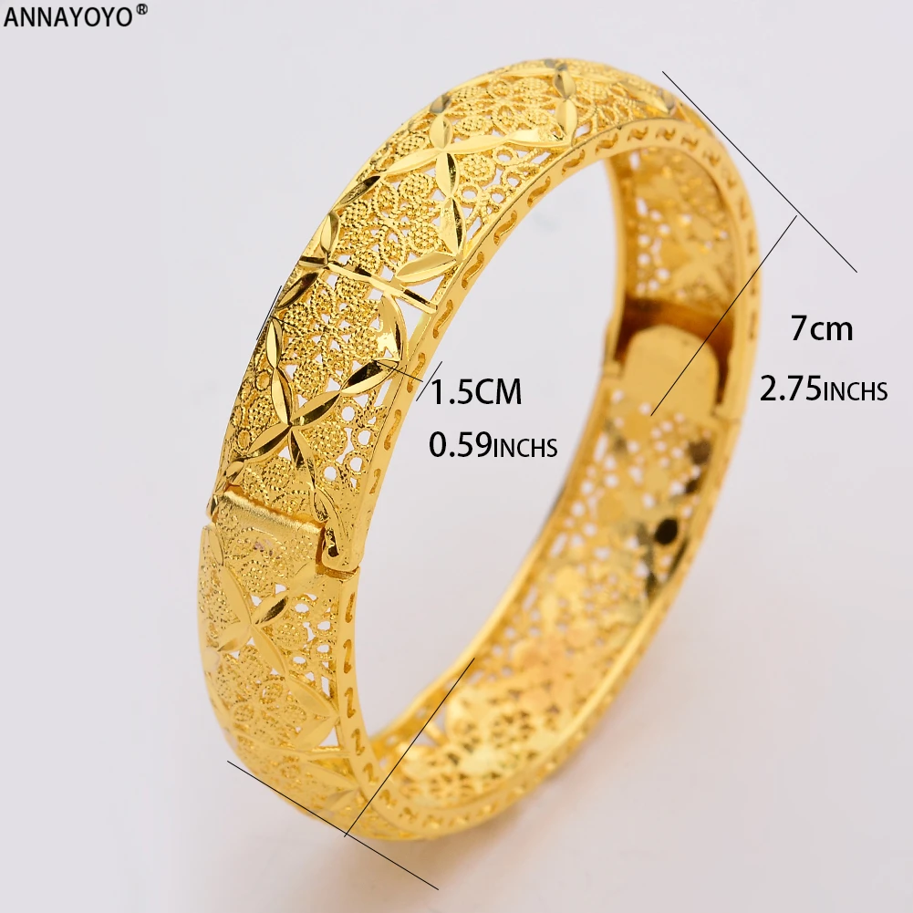 Gold Color Bangles Women Men Girls Ethiopian African Dubai Wedding Bracelet Party Gifts