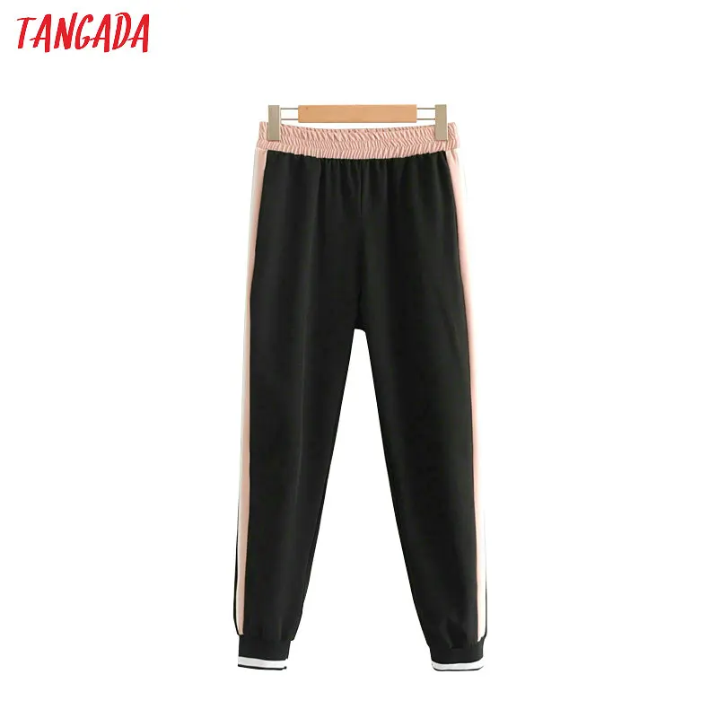 Tangada women autumn sweatpants pants street patchwork ladies pantaloons 2019 elastic waist side stripe trousers HY141 Tangada women autumn sweatpants pants street patchwork ladies pantaloons 2019 elastic waist side stripe trousers HY141
