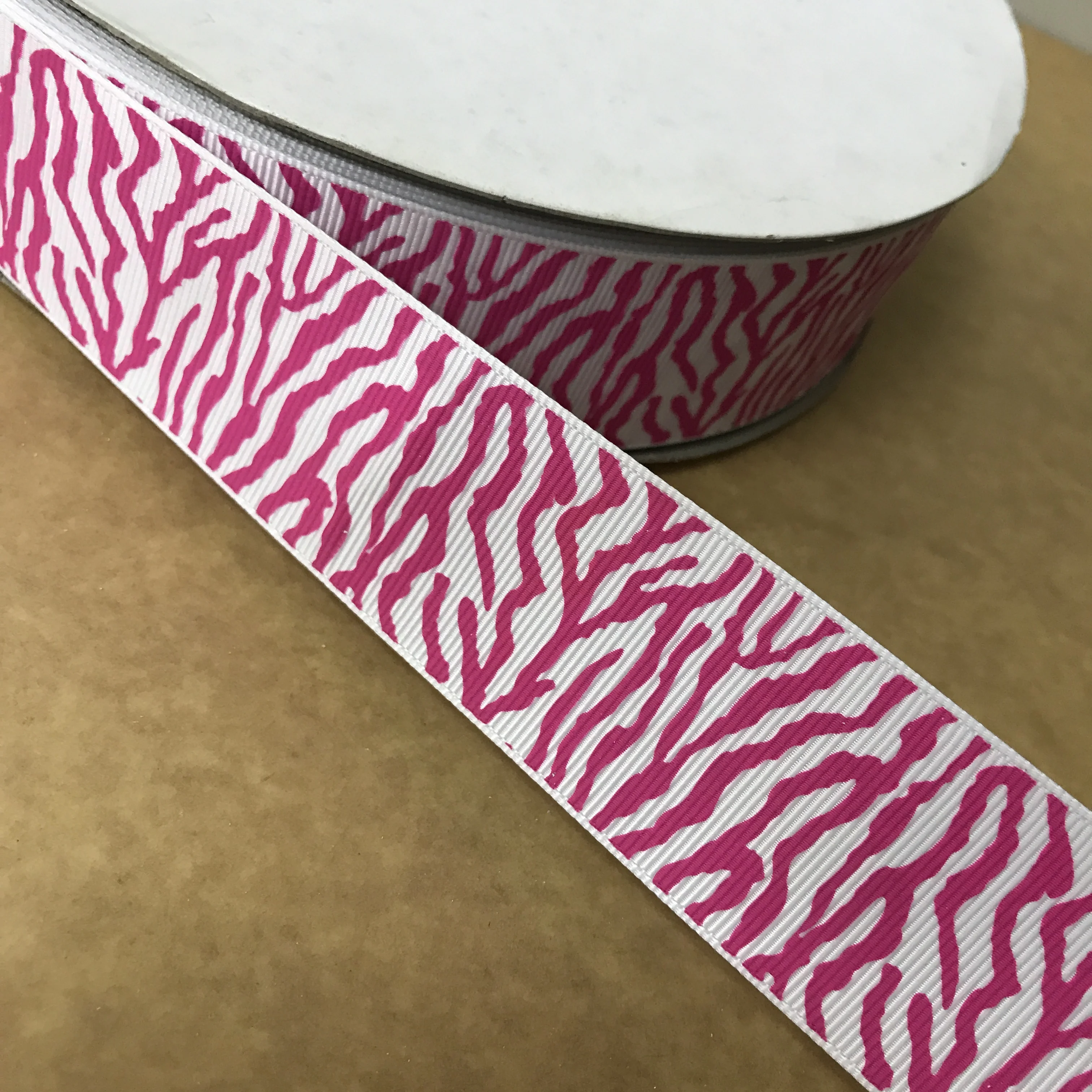 5 yards Hot pink zebra print 1/" grosgrain ribbon by the yard DIY hair bows