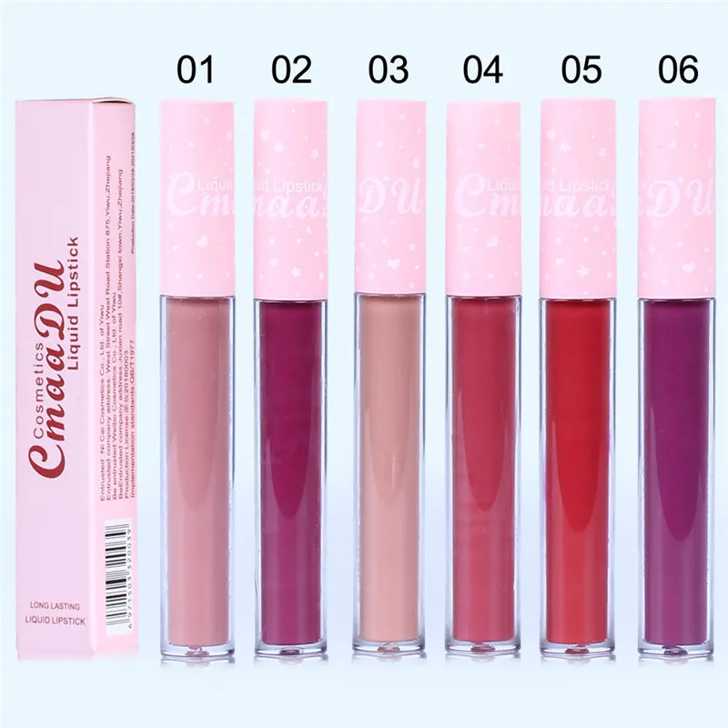 CmaaDu, новинка, 6 цветов на выбор, Увлажняющая губная помада, матовая розовая туба, антипригарная чашка, стойкий блеск для губ, высокое качество