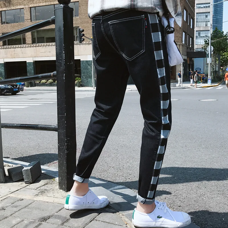 2019 spring new men's casual versatile jeans comfortable breathable stretch men's casual pants boys feet casual pants