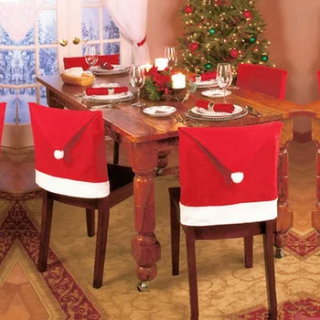

60*50 Chair Cover Christmas Removable Santa Red Hat Chair Back Covers Christmas Decorations Dinner for Home Accessories