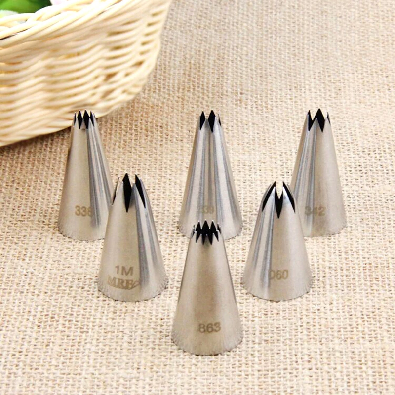 

Medium Open Star Tips Stainless Steel Icing Piping Nozzles Cake Decorating Pastry Tip Sets Cupcake Tools Bakeware