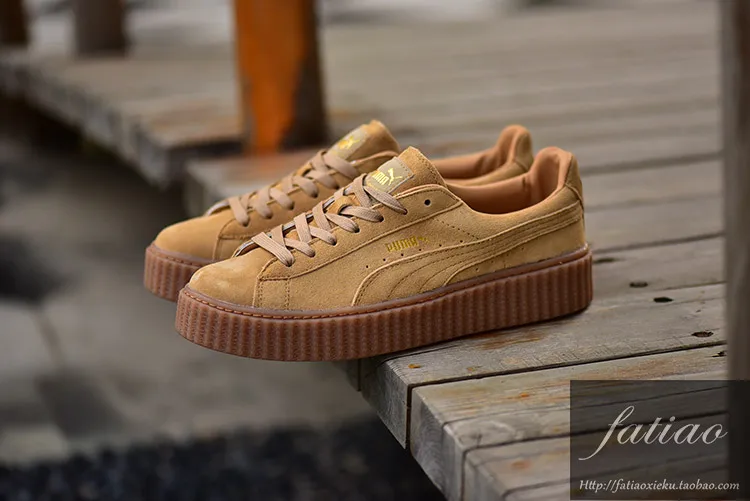 Новое поступление Puma by Rihanna замшевые криперы Женская и мужская обувь дышащая