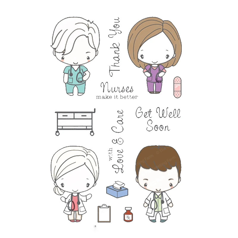 

Doctor Nurse Transparent Clear Silicone Stamp/Seal for DIY Scrapbooking/Photo Album Valentine Decorative Card Making 4x6inch
