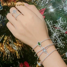 CWWZircons сверкающими с кубическим цирконием большой круглый Браслет-манжета браслет и кольцо Набор для Для женщин Модные украшения аксессуары T095