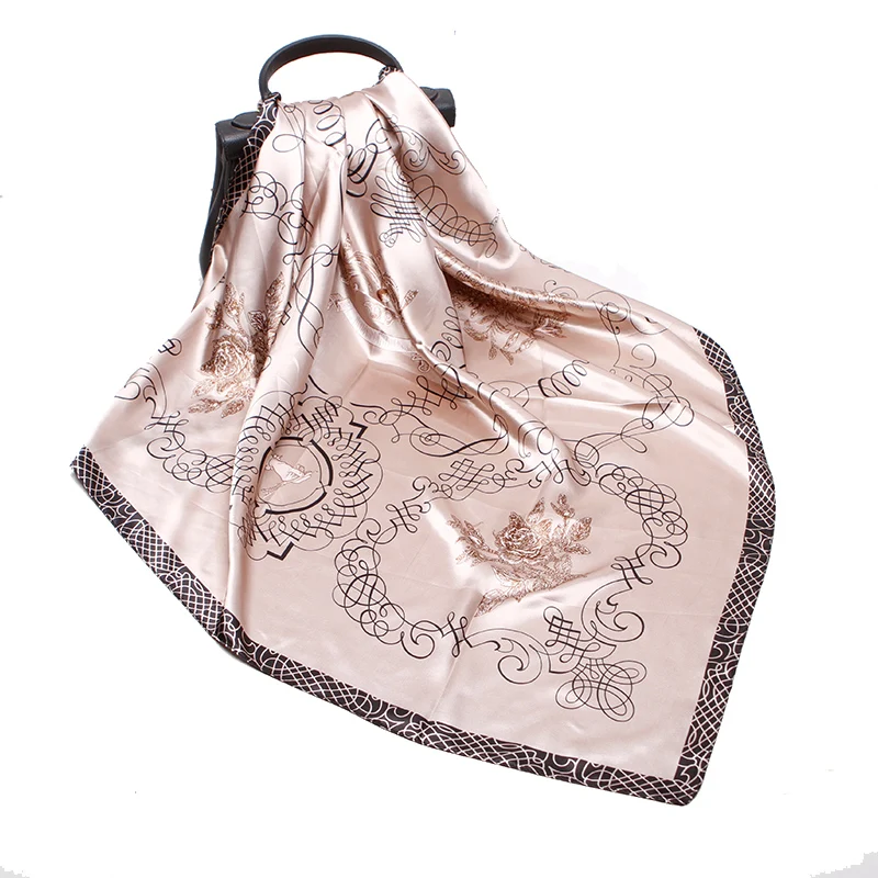 

90x90cm Big Squares Twill Silk Scarves Design Printed Women Scarf Fashionable In The Autumn,Foulard Fabric Shawls C42