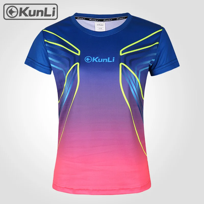 Kunli short tennis shirt women outdoor sports badminton clothing running clothing T-shirt basketball Volleyball shirt - Цвет: 5065 Purple pink