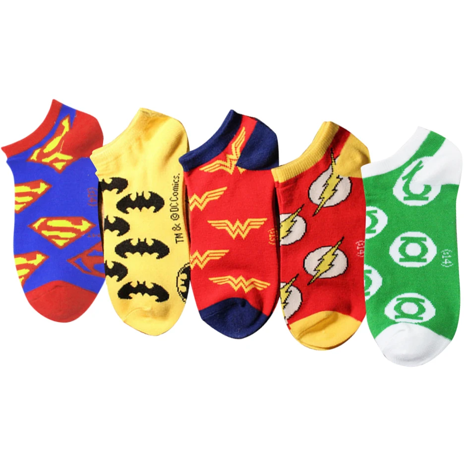 

5 pairs Superman Batman Captain USA Classical Cartoon Summer Happy Socks Character Pattern Superheroes Socks For Man Woman