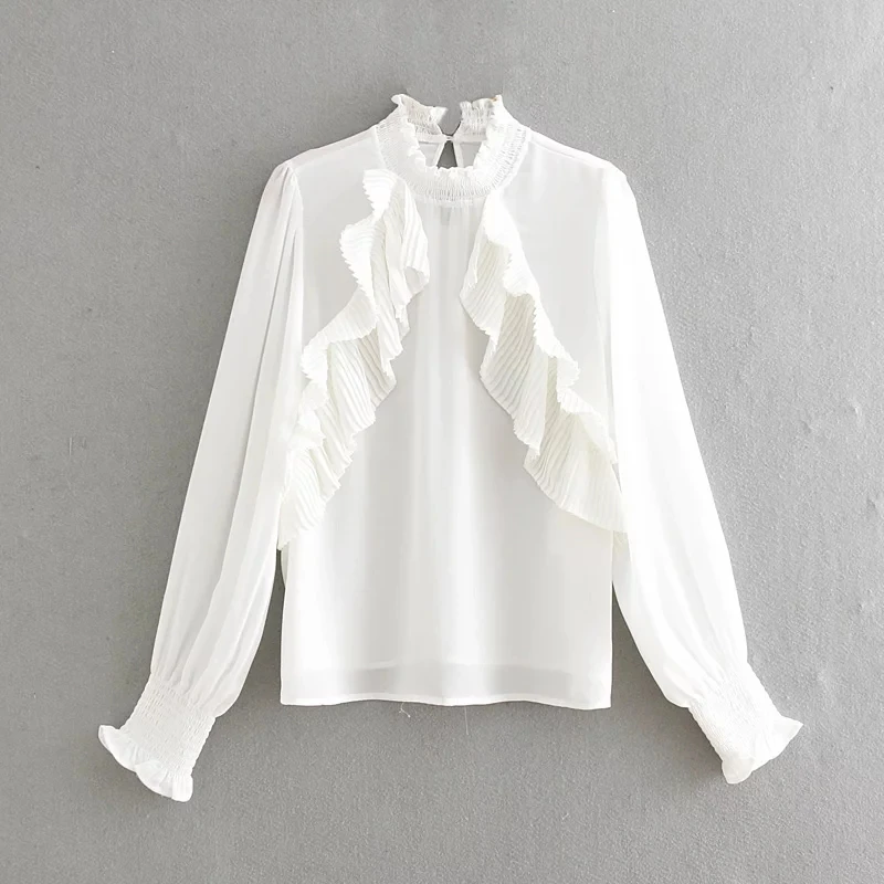 

Women Shirt O-Neck Flare Sleeve Blouses Summer Fashion Female Shirts Ruffles Loose Slim Short Ladies Elastic Buckle Tops Shirt