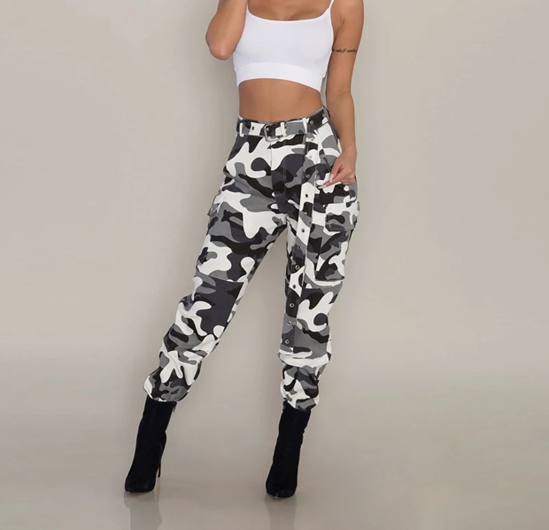 

Womens Camo Cargo Trousers High Waist Casual Pants Military Army Combat Camouflage Pants Loose Jogger Trousers Women Sweatpants
