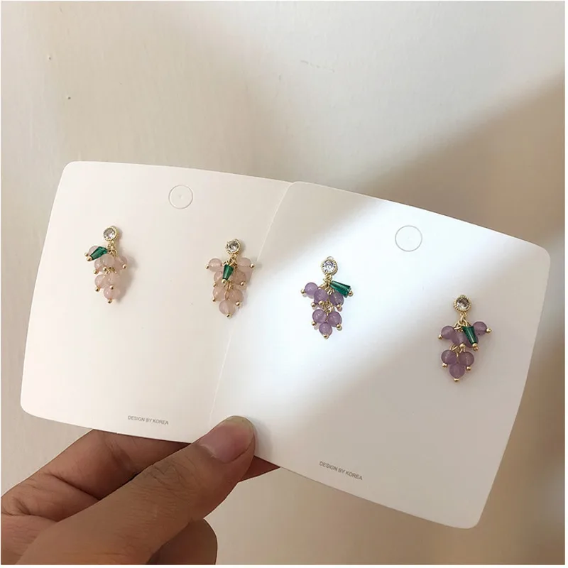 

Korea Earrings Crystal Grape Beaded Fringed Fruit Earrings Fashion Female Ear Rings 2019 Bohemian Summer Sterling Silver Jewelry