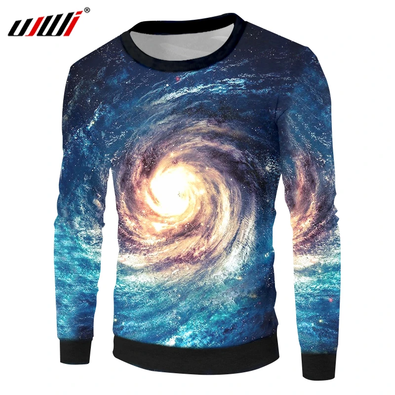UJWI Galaxy Space пуловеры 2018 осень мужская 3d цифровая печать кофта-Пейсли с капюшоном Толстовка Homme хип хоп панк стиль свитеры с v-образным вырезом