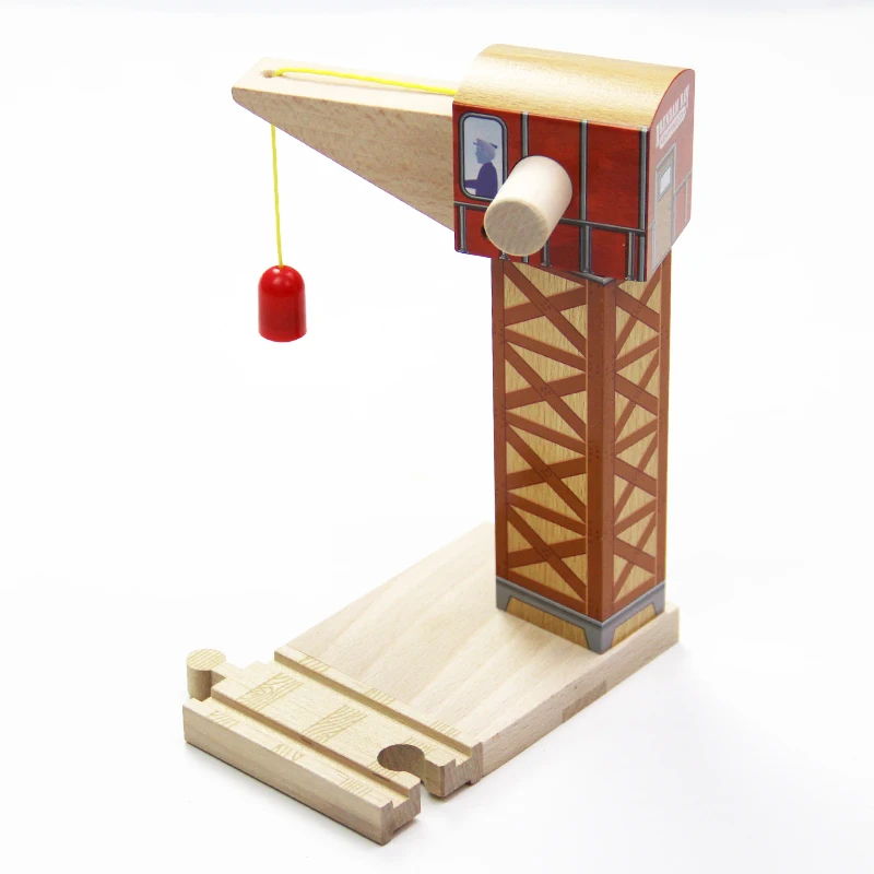 Apalldoo Wood Tower Crane Magnetic Train Beech Wooden Railway Train Track Accessories Fit for Wooden Thomas Biro Tracks E15