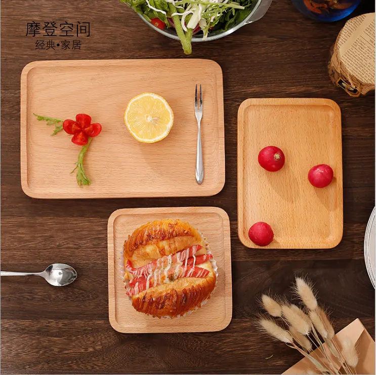 

2019New Arrival Plates Black Walnut Wooden High Quality Tableware Beech Wood Plate Handmade Log Dish For Daily Use Gifts