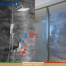 GAPPO shower Faucets thermostatic bathtub faucet brass and stainless steel rainfall shower set mixer tap thermostat faucet mixer brass thermostatic mixer valve shower set mixer faucet two handle wall mount shower kit stainless steel 10 rainfall showerhead
