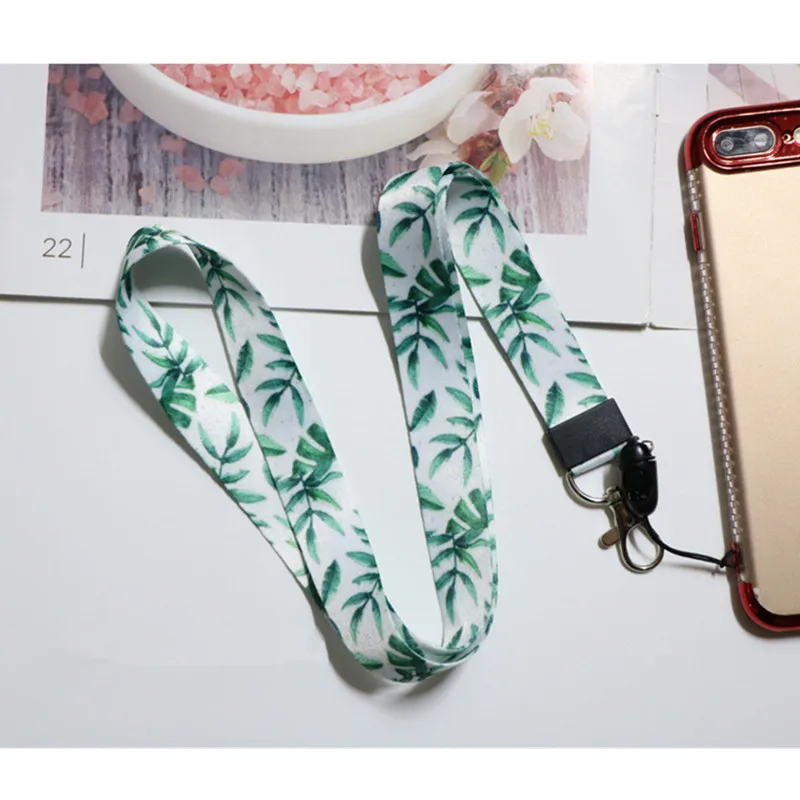 

NEW arrival Mobile Phone Strap Fresh Leaves flower Lanyards for keys ID Card Gym USB badge holder DIY Hang Rope Lariat Lanyard