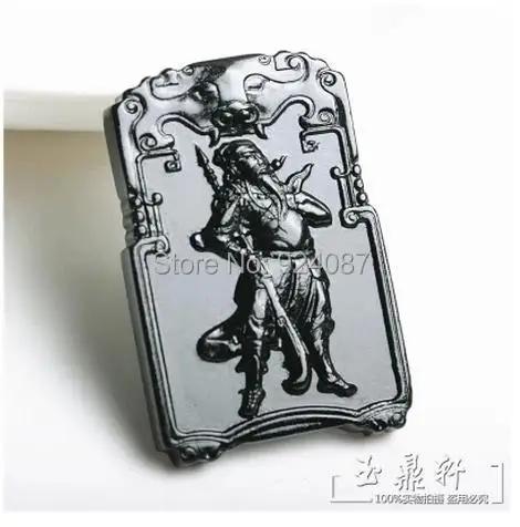 

Xinjiang hetian jade green black jade guan gong wu mammon natural male style jade pendant