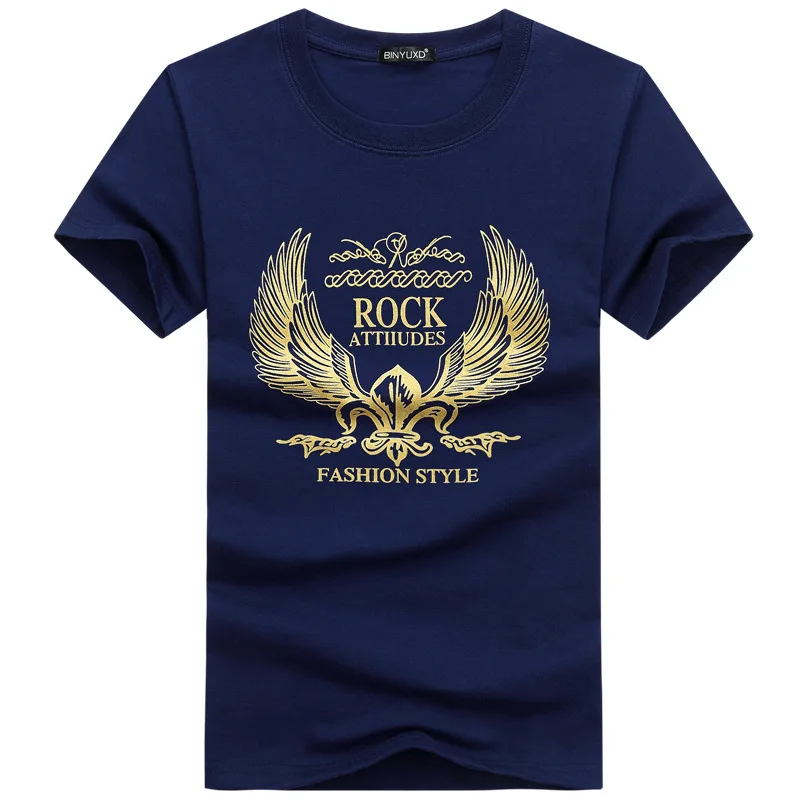 

SWENEARO 2019 men's T-shirt men round neck print golden wings cartoon casual short-sleeved T-shirt brand cotton Tees men t Shirt