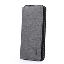 Кошелек мужской портмоне мужское Деним Для мужчин Женские Кошельки длинные Ткань мужской кошелек на молнии Для мужчин клатч Сумки портмоне держатель для карт мужской сумка Черный, серый цвет солидные деньги Cartera