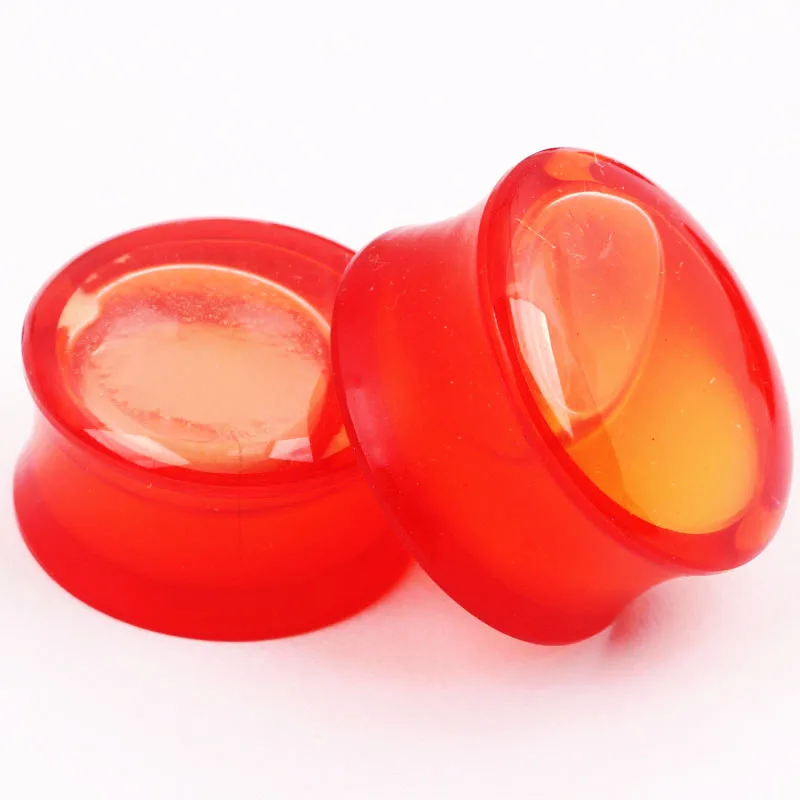 Wholesale 60pcs/lot mix 6-16mm Glow In Dark Red Liquid Ear Plug Flesh Tunnel Gauge Body Piercing Jewelry