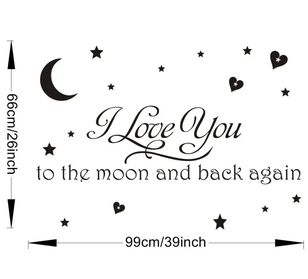 I love you to the moon and back снова наклейки-цитаты на стену декоративные наклейки для дома девушки комнаты Съемные Виниловые плакаты home art