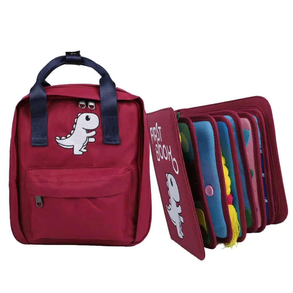 

Baby Early Education Cloth Book Baby Learning Color Shape Dress Books Infant Rustle Sound Book Toys with School Bag