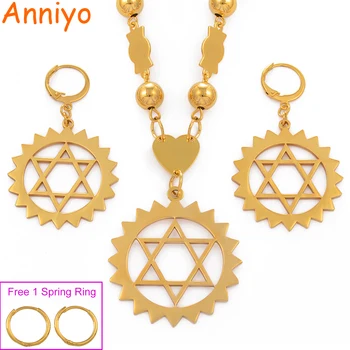 

Anniyo Star of David Jewelry Sets Pendant Beads Necklaces Earrings Guam Hawaii Marshall Micronesia Habesha Hexagram Gift #078321