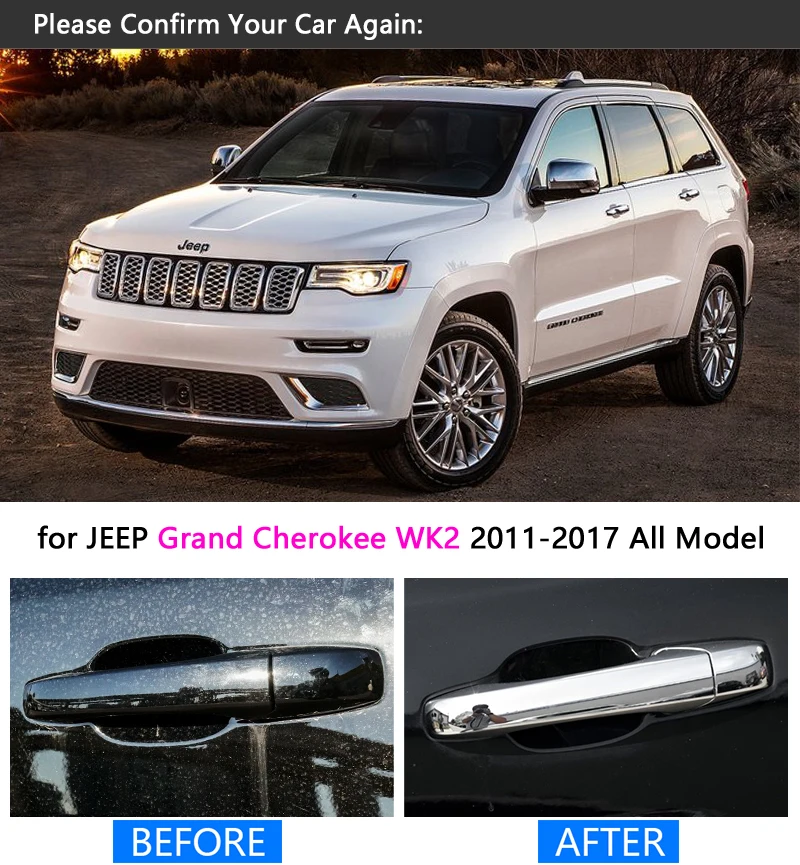 Для JEEP Grand Cherokee WK2 2011- Хромированная ручка Накладка Набор 2012 2013 автомобильные аксессуары наклейка для стайлинга автомобиля