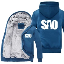 Зимний повседневный мужской женский японский аниме меч онлайн Толстовка Куртка пальто