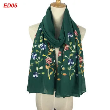 

Very beautiful wholesale flower emboridery ladies scarf more than 12 colors in stock
