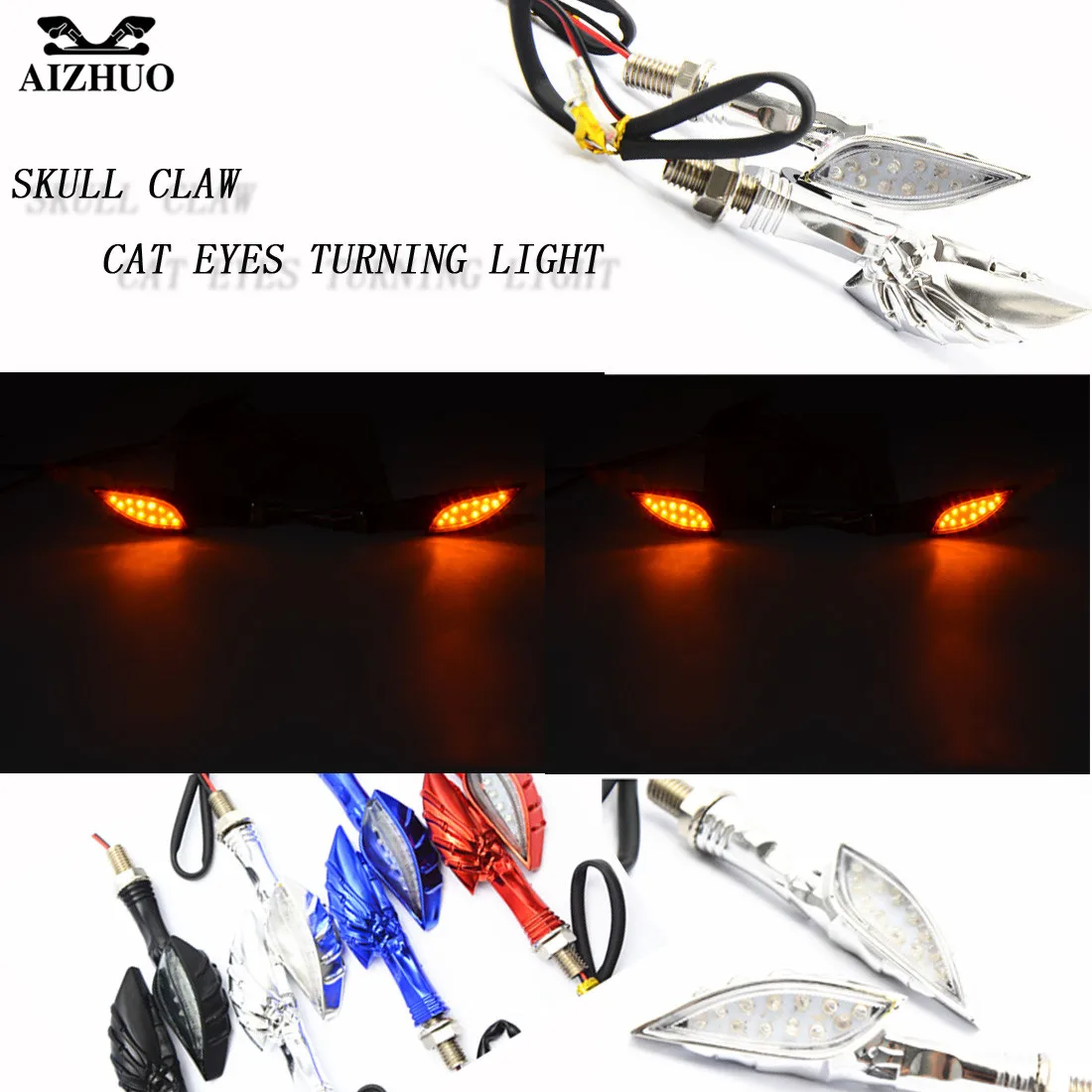 Motorcycle LED Turn Signal Indicators Light Flashing Motorbike Amber Blinker Lamp Transparent Lense Fit 17v Motorcycle Motorbike