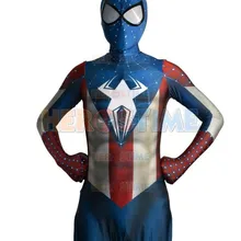 Гибридный костюм Капитана Америки и Человека-паука для косплея; 3d принт; новейший Костюм Супергероя человека-паука; Zentai Spider Morph; костюм